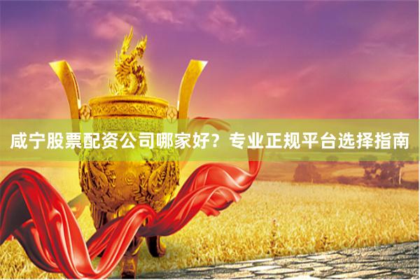 咸宁股票配资公司哪家好？专业正规平台选择指南